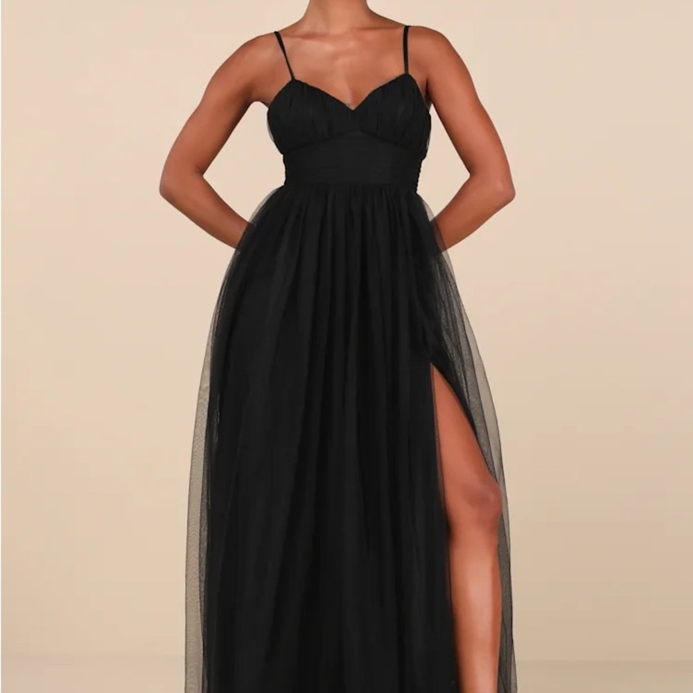 Black Tulle Sleeveless Maxi Dress